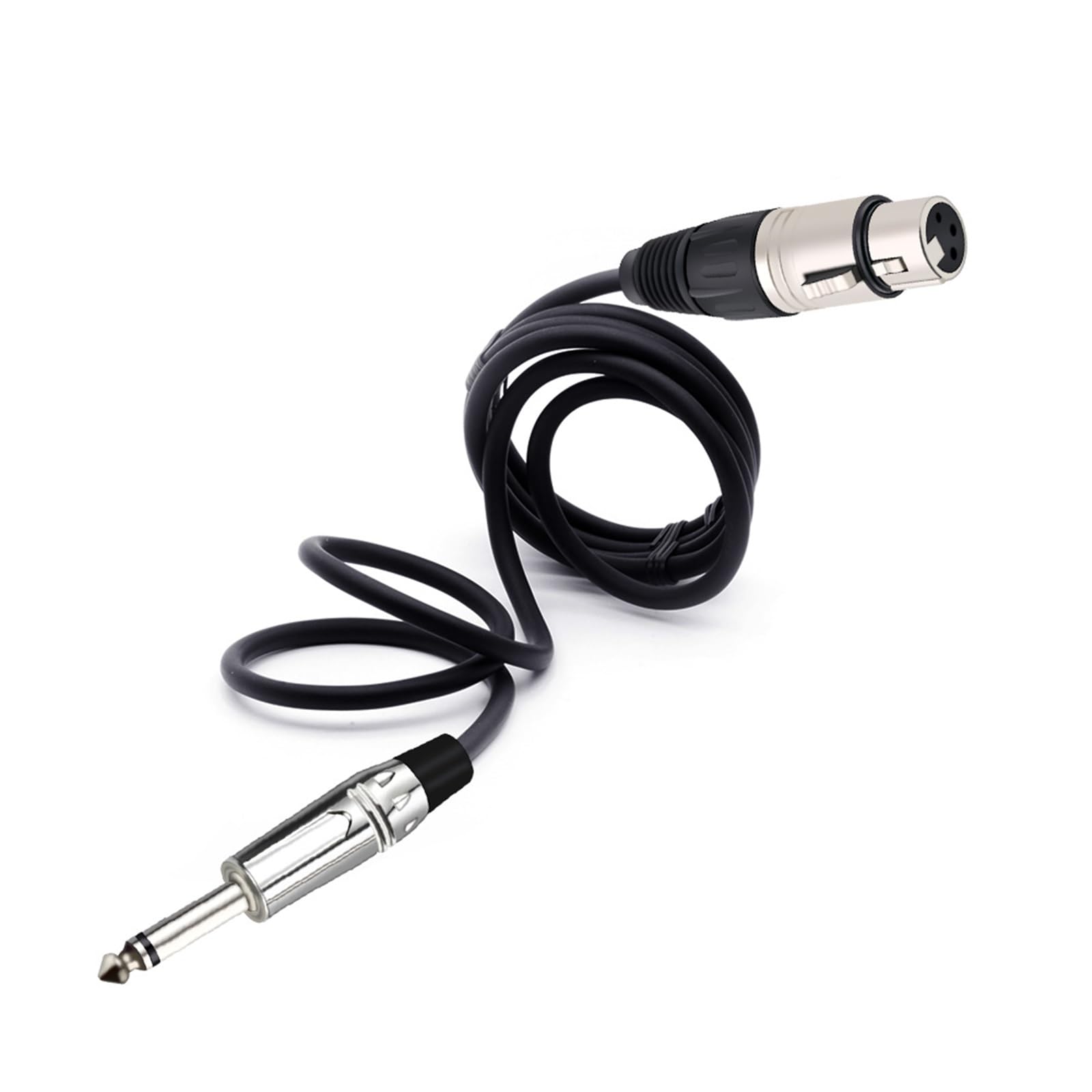 Gniazdo mono 6,35 mm 3 piny męski na XLR żeński zbalansowany mikrofon interkonekt kabel audio ćwierć cala do kabla XLR 1 m 2 m 5 m 8 m 10 m (srebrny czarny, 1,5 m)
