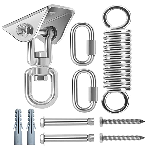 GothicBride Gancho Techo 450 kg de Carga Soporte Hamaca de Servicio Pesado con Muelle Columpio, Gancho Techo Giratorio de 360° para Hamaca, Saco de Arena, Yoga(Gancho Techo)