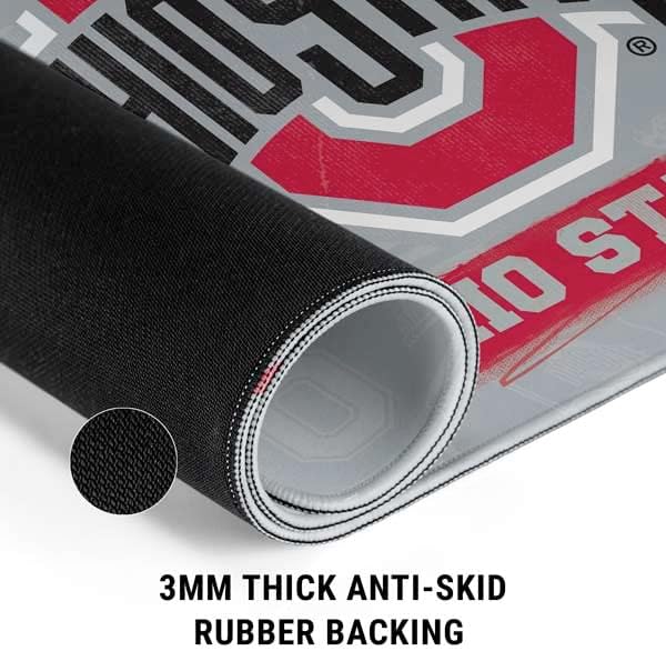Skinit Large Gaming Mouse Pad - Officially Licensed Ohio State Distressed Logo Design with Stitched Edges, Waterproof, Non-Slip Rubber Base, Desk Mat for Keyboard & Mouse, 31.5" x 11.8" inches