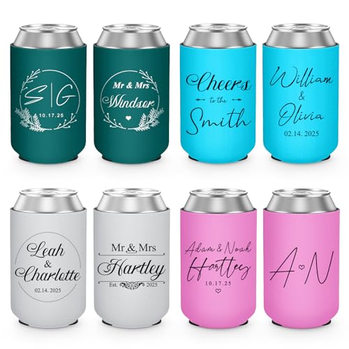 Custom Can Cooler Sleeve 10 Pack Bulk Customized Wedding Gifts Insulated Neoprene Drink Holder...