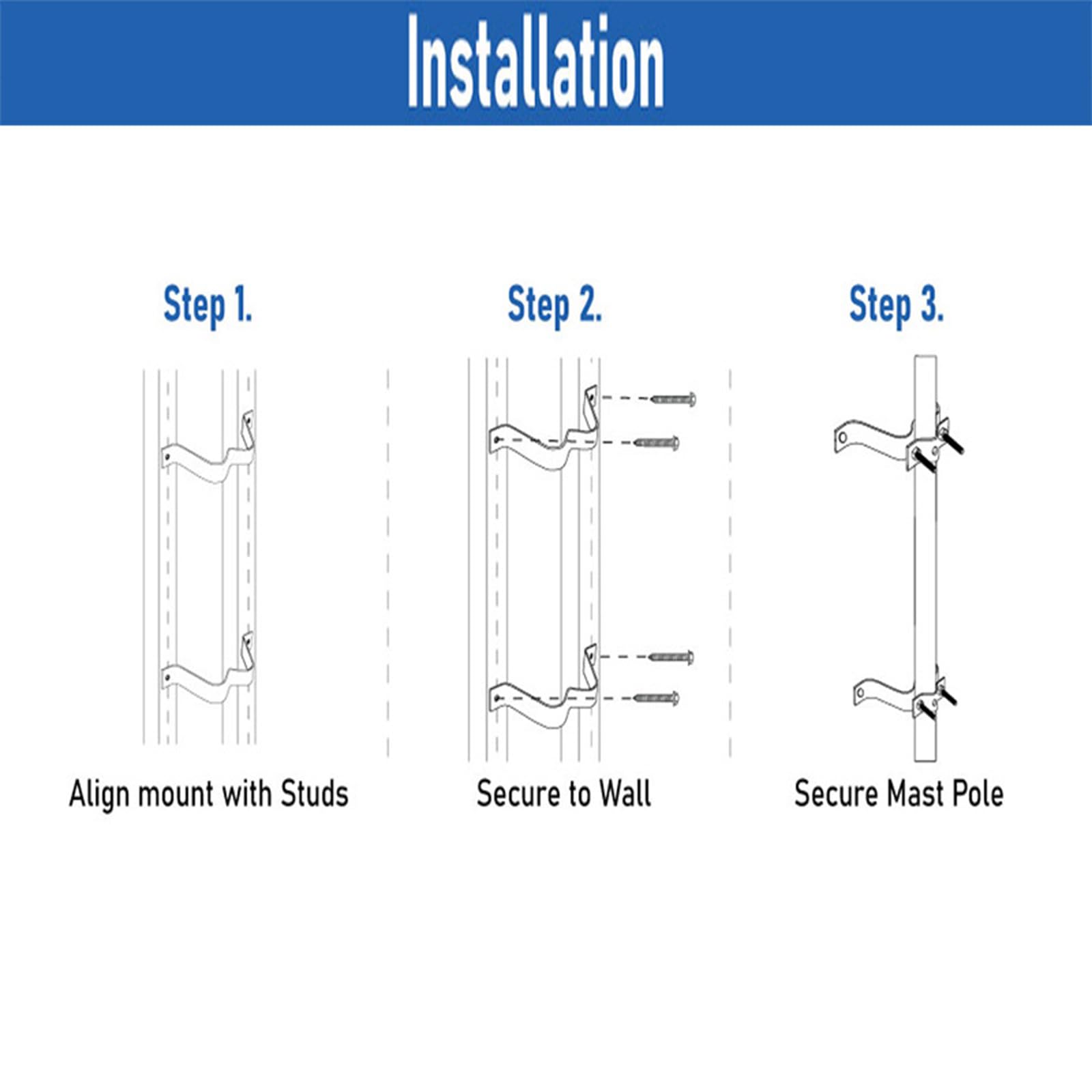Lot de 2 supports muraux portables robustes et réglables en métal pour une installation sécurisée des antennes
