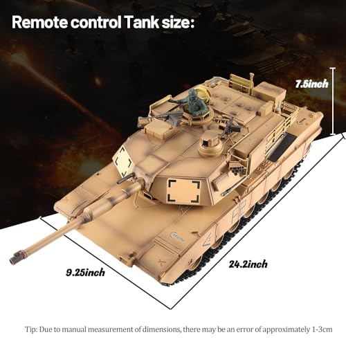 AOFT TECHNOLOGY US M1A2 Abrams Army Tank Model 1/16 2.4GHz Remote Control Tank with Sound & Light 360 Degree Turret Rotation Henglong 3918-1 RC Toy for Ages 14+ or Adults
