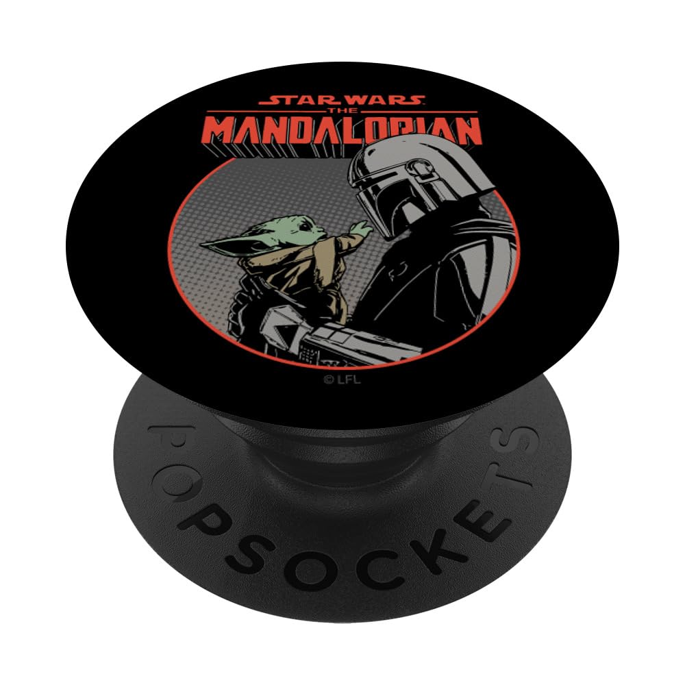 PopSockets Star Wars The Mandalorian Mando and the Child Retro PopSockets PopGrip: Swappable Grip for Phones & Tablets