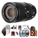 Sony E 70–350mm F4.5–6.3 G OSS Super-Telephoto Zoom Lens (SEL70350G) – APS-C E-Mount | Optical SteadyShot | 64GB Memory Card, Filter Kit, Backpack, Card Reader, Flex Tripod, Memory Card Wallet, Cap