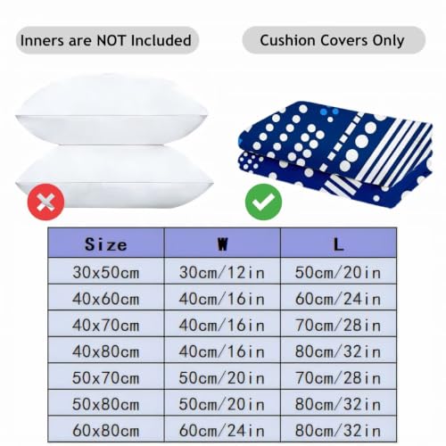 Housse coussin 60x80 impermeable de qualité supérieure aspect lin raye bleu