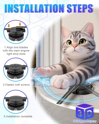 Image of 3D Hologram Fan, 16.5 inch 3D Hologram Projector with Remote /APP /WIFI,Holographic Fan with HD LED 1024*800PX Resolution Picture Spinner Small for Business,Shop,Christmas (42CM)