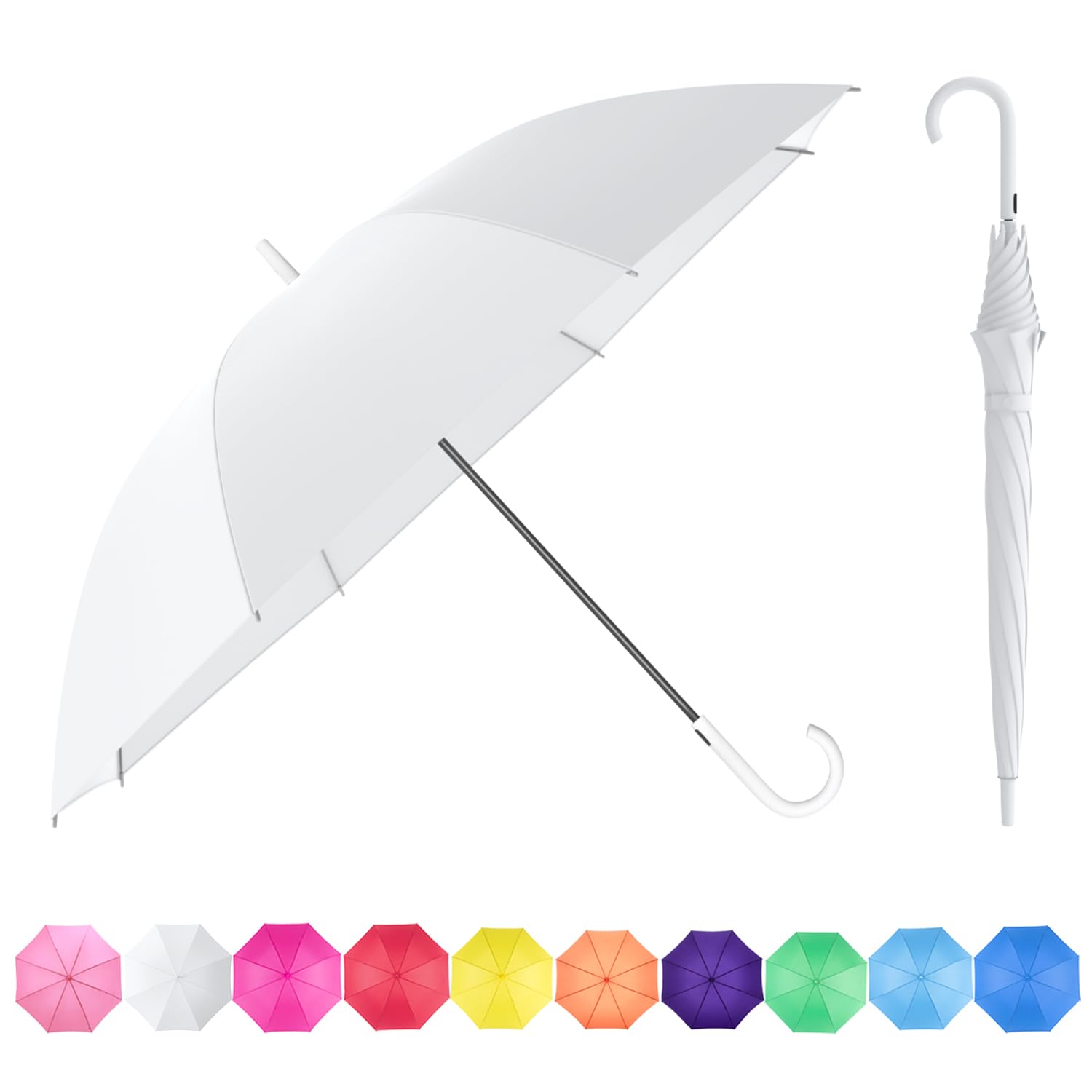 RUMBRELLA UV Stick Umbrella Auto Open UPF 50+ with J Hook Handle 51IN