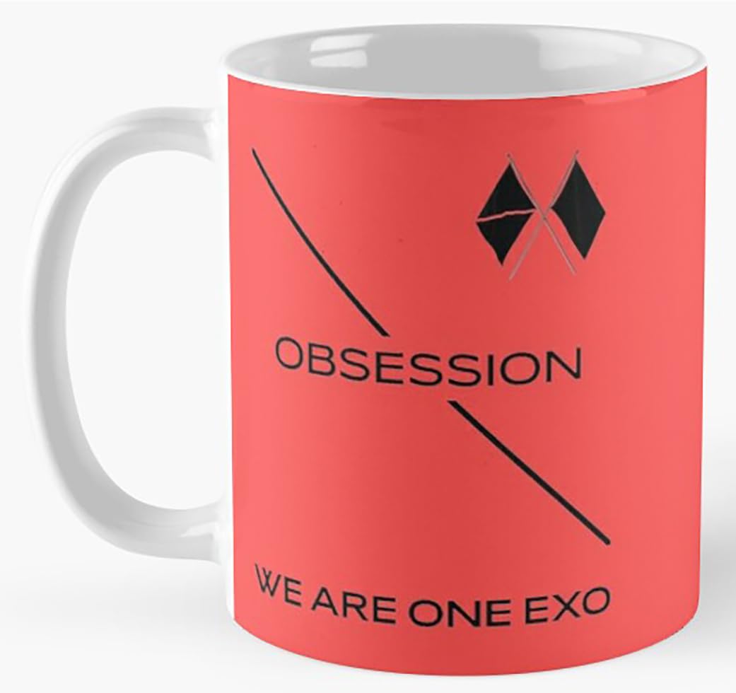 EXO Coffee Mug 엑소 Xiumin, Suho, Lay, Baekhyun, Chen, Chanyeol, D.O., Kai, Sehun For EXO-L Fandom, Kpop Fans & Best Gift - 11Oz Mug - OBSESSION - We Are One