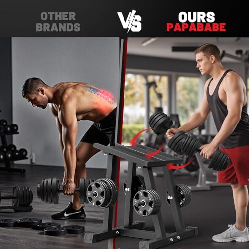 Image of PAPABABE Adjustable Dumbbell Stand with 1 inch Plate Tree, Heavy-Duty Dumbbell Column Rack with 500LB Capacity - Compact Space-Saving Design, Anti-Tip Base & Ergonomic Height for Home Gym Organization