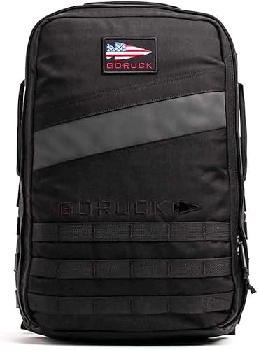 GORUCK Rucker 4.0 - Mochila de entrenamiento de peso militar de 20 L, color negro, con bolsillo para placa y correas extra acolchadas Negro Con