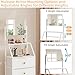 HIGDBFE Dresser with Mirror, 4 Drawers Dresser with 2-Tier Shelves, Freestanding Fabric Chest of Drawers for Small Space, Tall Narrow Nightstand Vanity for Bedroom, Hallway, Dorm, White, 15.3