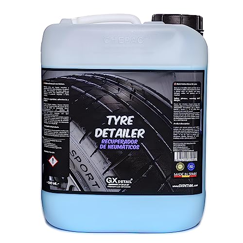 GxDetail Abrillantador y Recuperador de Neumáticos, Plásticos, Gomas de Exterior 5 Litros - Tyre Recover - Hidratador para Plásticos y Gomas - Brillo Inteso.