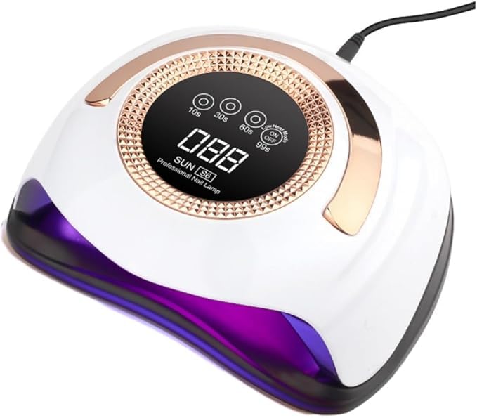 Lampada UV LED per unghie, 268W Luce di polimerizzazione rapida per unghie con 66 LED Sensore automatico, Manico portatile per unghie, 5 impostazioni di timer, spazio più grande (02#Oro)