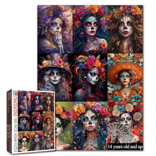 Sugar Skull Girl Jigsaw Puzzles 1000 Pieces for Adults Day of Death Gift
