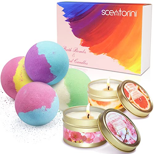 Bath Bombs Valentines Day Gifts For Her, Scented Candle Set, Bath Bombs Gift Set For Women, Scented Candles For Home Scented, Birthday Gifts For Women, Relaxing Bubble Bath Bomb #TOP21