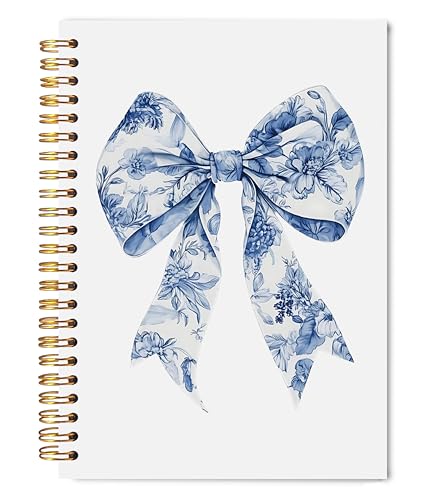 Carnet à spirale Chinoiserie 14x21cm bleu et blanc à motif floral