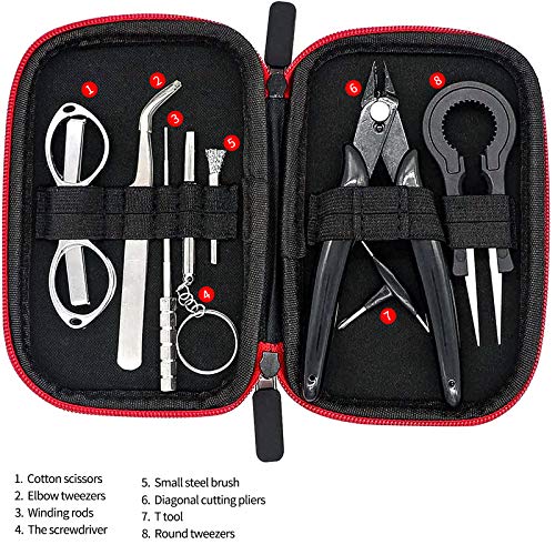 DIY , 8 in 1 Werkzeug Set mit Baumwollschere Drahtwickler Pinzette Schraubendreher Reinigungsbürste T-Schraubendreher Schrägzange Keramikpinzette