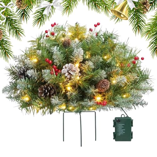 Holiday Planter Filler, Christmas Planter Filler Outdoor,16 Illuminated Tree with Stand | 50 LED Lights, Outdoor Light, Small for Festive Home Decor