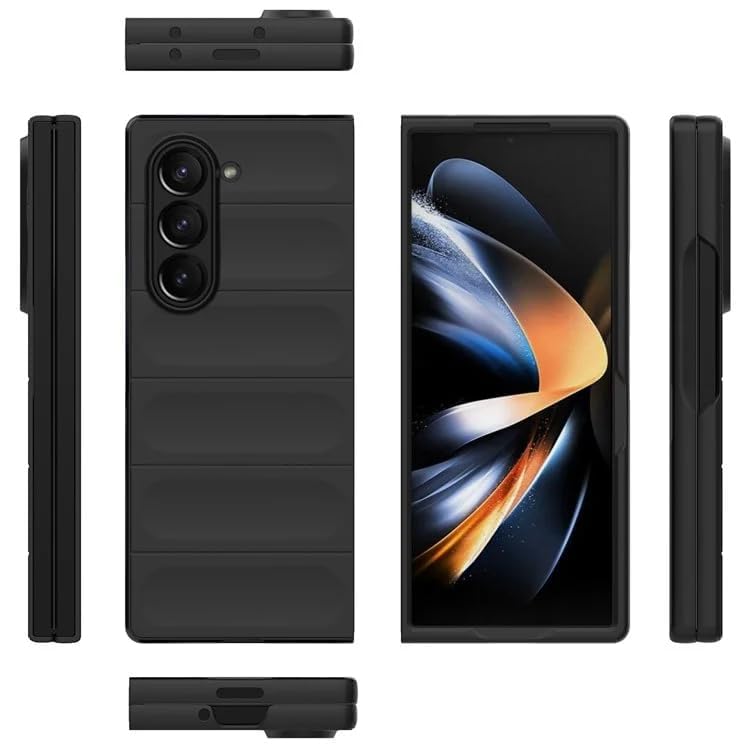 Image of Connexa Silicon UltraGuard Pro Back Cover for Galaxy Fold 6 - Shockproof, Anti-Slip Grip, Drop-Resistant, and Enhanced Corner Protection (Smart Phone NOT Included) (Black)