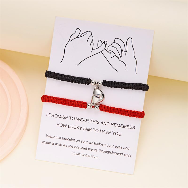 2pcs Handmade Braided Heart Couple Bracelets Mutual Attraction Matching Bracelet for Couples Women Men Best Friend Jewelry Lover Gifts3