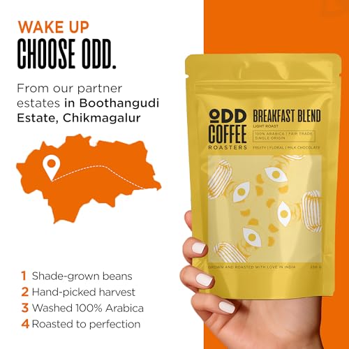 Image of ODD COFFEE ROASTERS Breakfast Blend 100% Arabica Roasted Coffee Powder 1 Kg Light Roast | AAA Grade Specialty Bean | Fruity, Floral & Milk Chocolate | Single Origin Ground Coffee for Aeropress