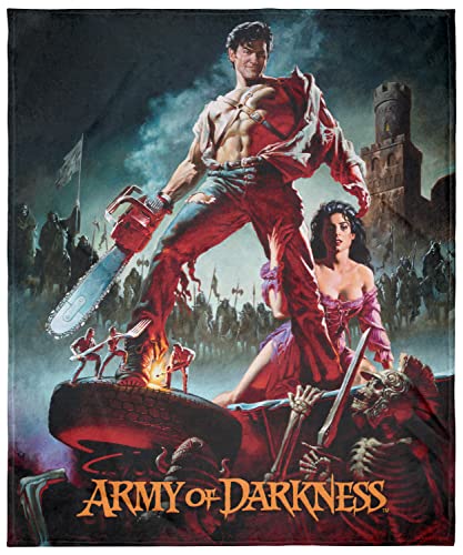 MGM Army of Darkness Horror Super Soft and Cuddly Plush Fleece Throw Blanket