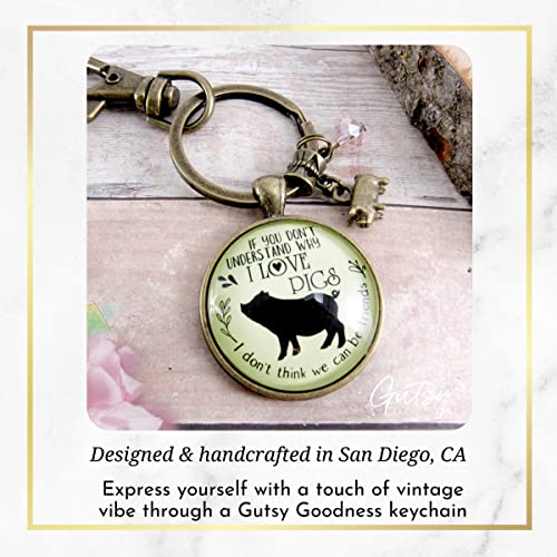 Gutsy Goodness Pig Friendship Keychain Country Girl Pig Lovers Inspired Jewelry thumb #3