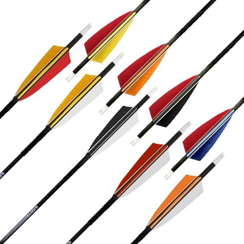 BEARPAW PRODUCTS Penthalon Slim Line Black Pfeile mit Naturfedern | Bogensport | hochwertige 32 Zoll Carbonpfeile mit Befiederung für traditionelles Bogenschießen Recurve Langbogen 3D Parcours