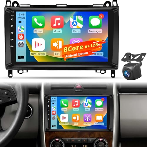 8 núcleos 6+128GB Radio Android con Pantalla táctil para Mercedes Benz A/B/V Clase & Sprinter, Wireless CarPlay Android Auto, GPS WiFi, DSP, Plug & Play Autoradio + Cámara de reversa