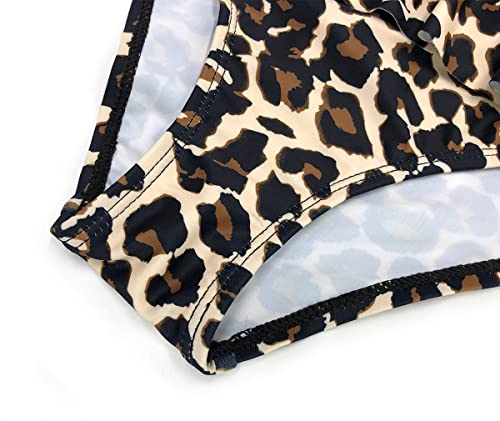 Shekini Girl Bathing Suit Flora Ruffle Bikini Cute Beach Sport Kid Swimwear 6-14 Years (Leopard, 10-12 Years) #TOP5