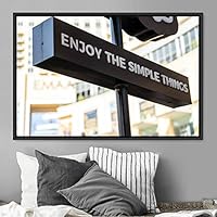 Framed Canvas Wall Art Word Panels 3D Fun Industrial Inspirational Metallic Multicolor Pop Art Typography - 16x24 inches