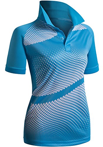 CLOVERY Active Wear Quick Drying Short Sleeve 2-Button Polo Shirt Aqua US S/Tag S
