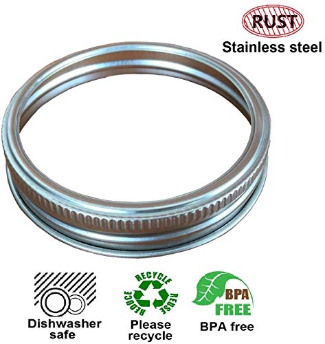 Thinkchances 001-006-001 Food Safe And Bpa Free Silver Stainless Steel Rust Resistant Screw Bands/Rings For Mason, Ball, Canning Jars thumb #1