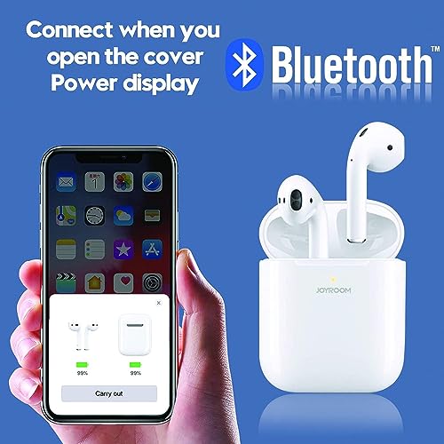 JOYROOM JR-T03S TWS Semi In-Ear Earphones Wireless Earbuds And Equipped With Anti-Fingerprint Silicon Case With Power Box Standard Version - White