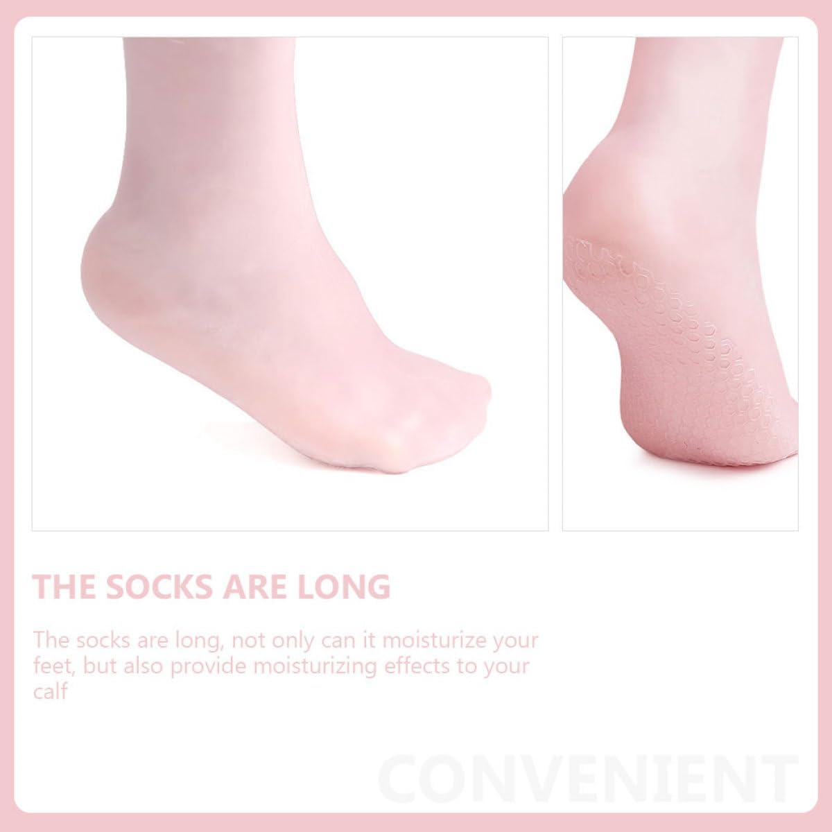 Moisturizing Foot Socks for Women, 1 Pair Pink S Size (35-39), Anti-Cracking Foot Covers with Honeycomb Shock Absorption Sole for Dry, Cracked Heel Care and Hydration