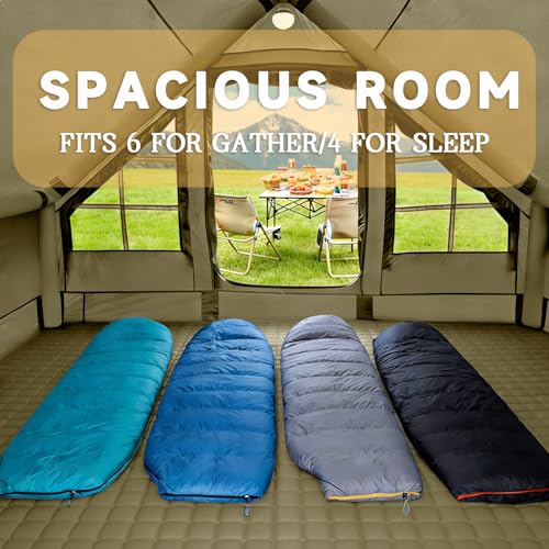 Image of Inflatable Tents for Camping,Easy Blow Up Tent with Hand Pump,4 Seasons Waterproof Air Inflatable Camping Tent House for Family Weekend Camping