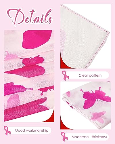 Liitrsh 4 Pcs Women Breast Cancer Scarf, Lightweight Voile Awareness Silk Feeling Pink Ribbon Scarf, Breast Cancer Awareness Accessories for Mothers Friends Gifts, 70.87 Inch, 4 Styles3