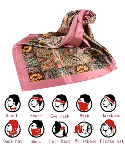 Image of Scarf for Women Stylish, Bandanas for Women Exquisite and Beautiful Head Scarf Silk Scarf Comfy Silk-Feel Beach Headwraps Pillow Cover Gift for Pretty Casual Outings Date Night