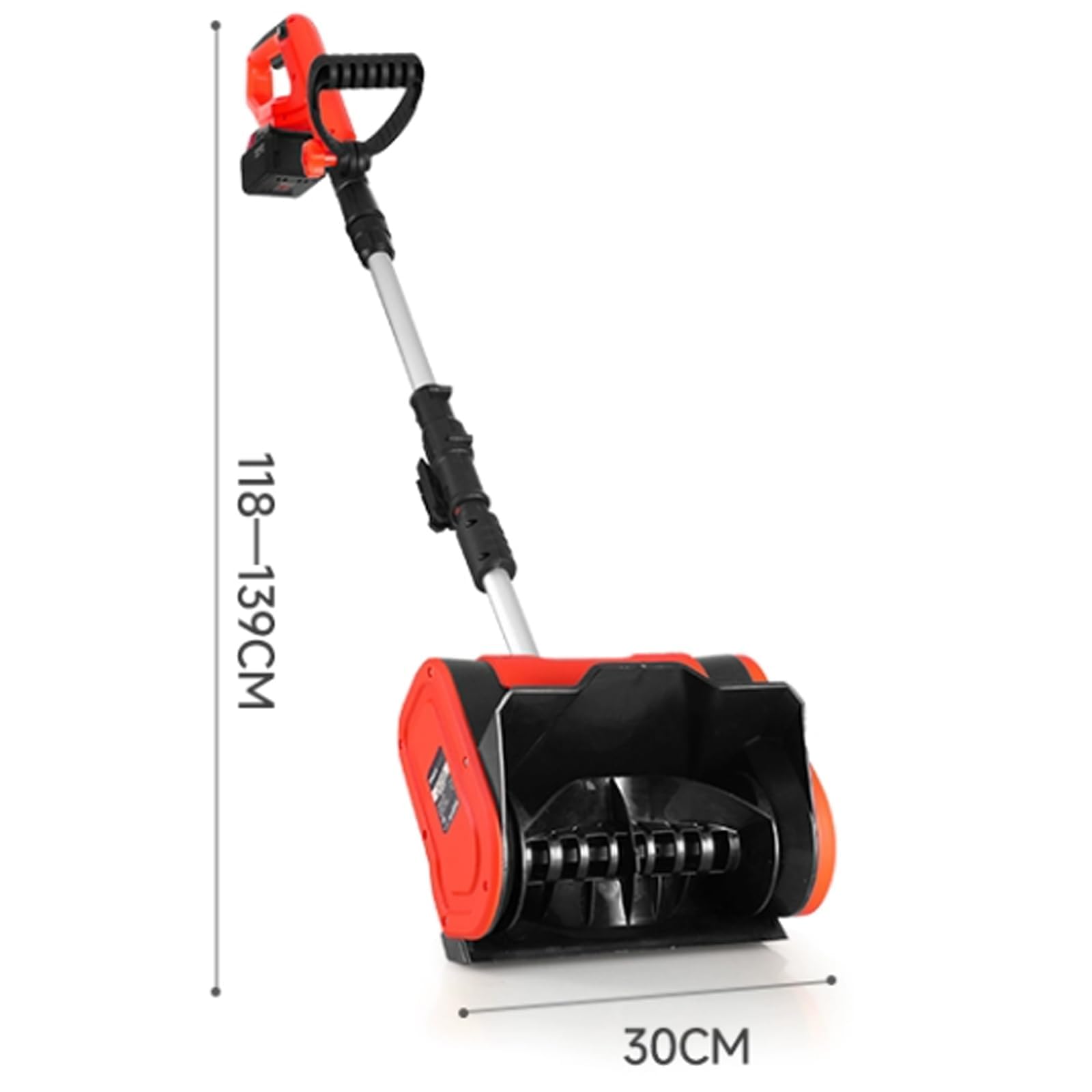 Pala da neve a batteria, Spazzaneve a batteria da 20 V 4 Ah, Spazzaneve a batteria con coperchio del vano batteria e impugnatura anteriore regolabile con batteria da 4 Ah e caricabatterie rapido