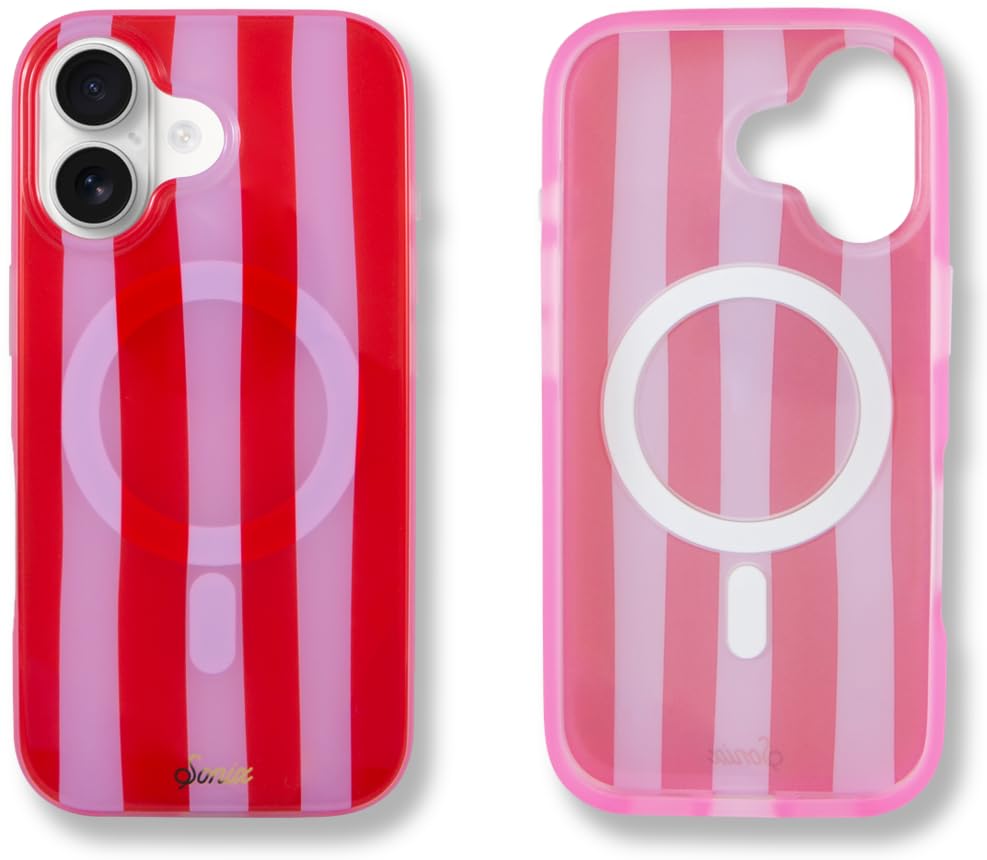 Sonix Case for iPhone 17 | Compatible with MagSafe | 10ft Drop Tested | Jelly Stripe Red/Pink
