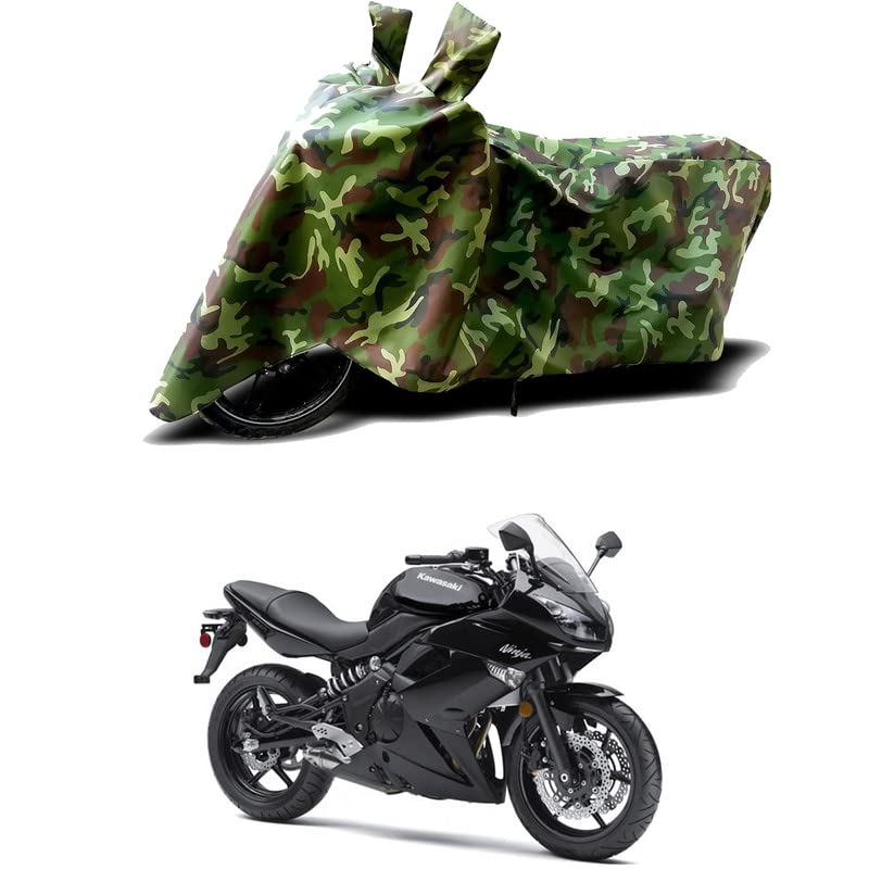 Image of 100% Water Resistant Full Bike Scooty Two Wheeler Body Cover Compatible for KawasaNinja 650R /UV-Rays /Heat Protection /Birds Dropping /Scratchproof /Dust Proof /Waterproof /All Varient[Green MJ]