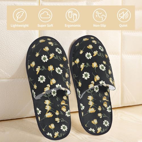 Daisy Print House Slippers For Women And Men,Soft Slippers With Memory Foam,Non-Slip Indoor Home Shoes2