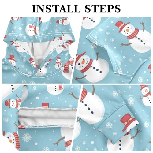 Kids Hoodies Sweaters Christmas Xmas Snowman Hooded Sweatshirts with Big Pockets for Boys Girls B04000643