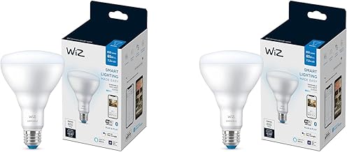 WiZ 65W Eq.(7.2W) BR30 Daylight (5000K) LED Smart Bulb - Pack of 2 - 650 Lumen- E26 - Indoor - Connects to Your Existing Wi-Fi - Control with Voice or App - Activate with Motion - Matter Compatible