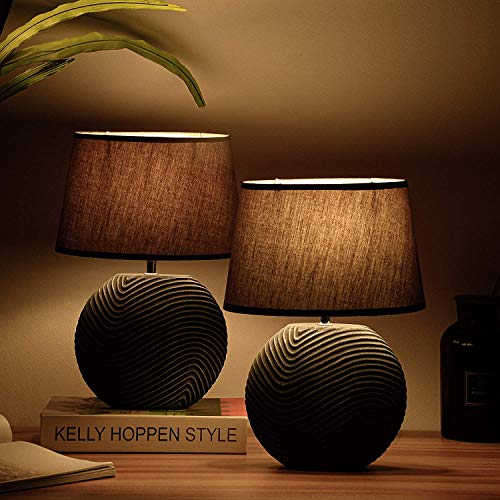 BRUBAKER 2er Set Tisch- oder Nachttischlampen Zen Garden Anthrazit Grau – Bild 2