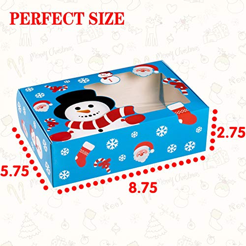 Joy Bang Christmas Cookie Boxes 20PCS Christmas Cookie Gift Boxes with Window Holiday Treat Box for Cookies Christmas Cookie Boxes Containers for Gift Giving Reindeer Santa Snowman gingerbread Man Cookie Boxes