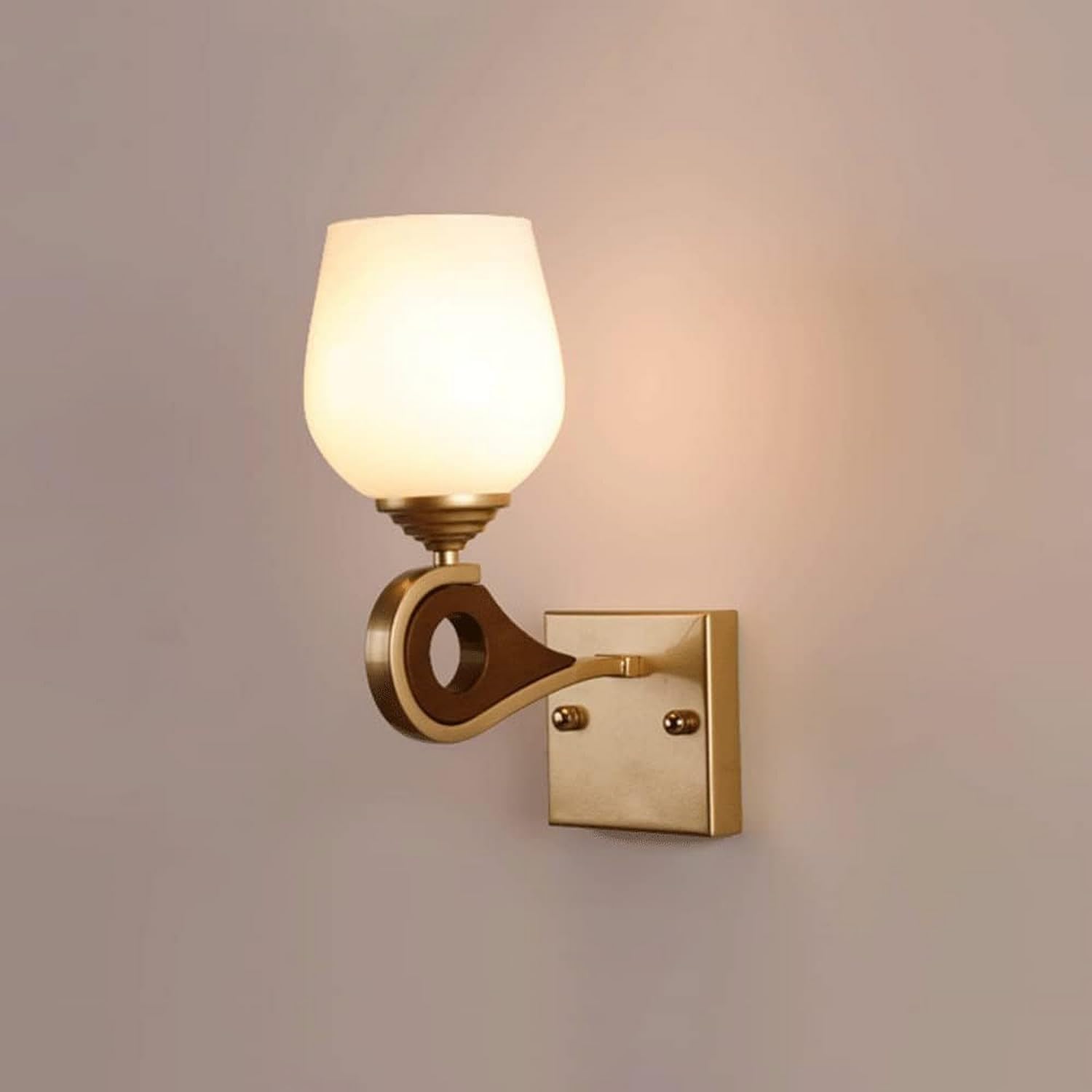 CWCQGH Mirror Light Modern Wall Lamp Gold V-intage Wall Sconces White Glass Shade Wall Mount Lighting Fixtures,1 Light Piercing
