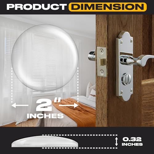 Image of ProStoppr Door Stoppers - Medium 2 inch (12 Pack) - Strong Adhesive Backing | Quiet & Shock Absorbing Silicone Door Stoppers for Walls - Door Knob Wall Protector - Door Stop Bumper - Prevent Wall Damage