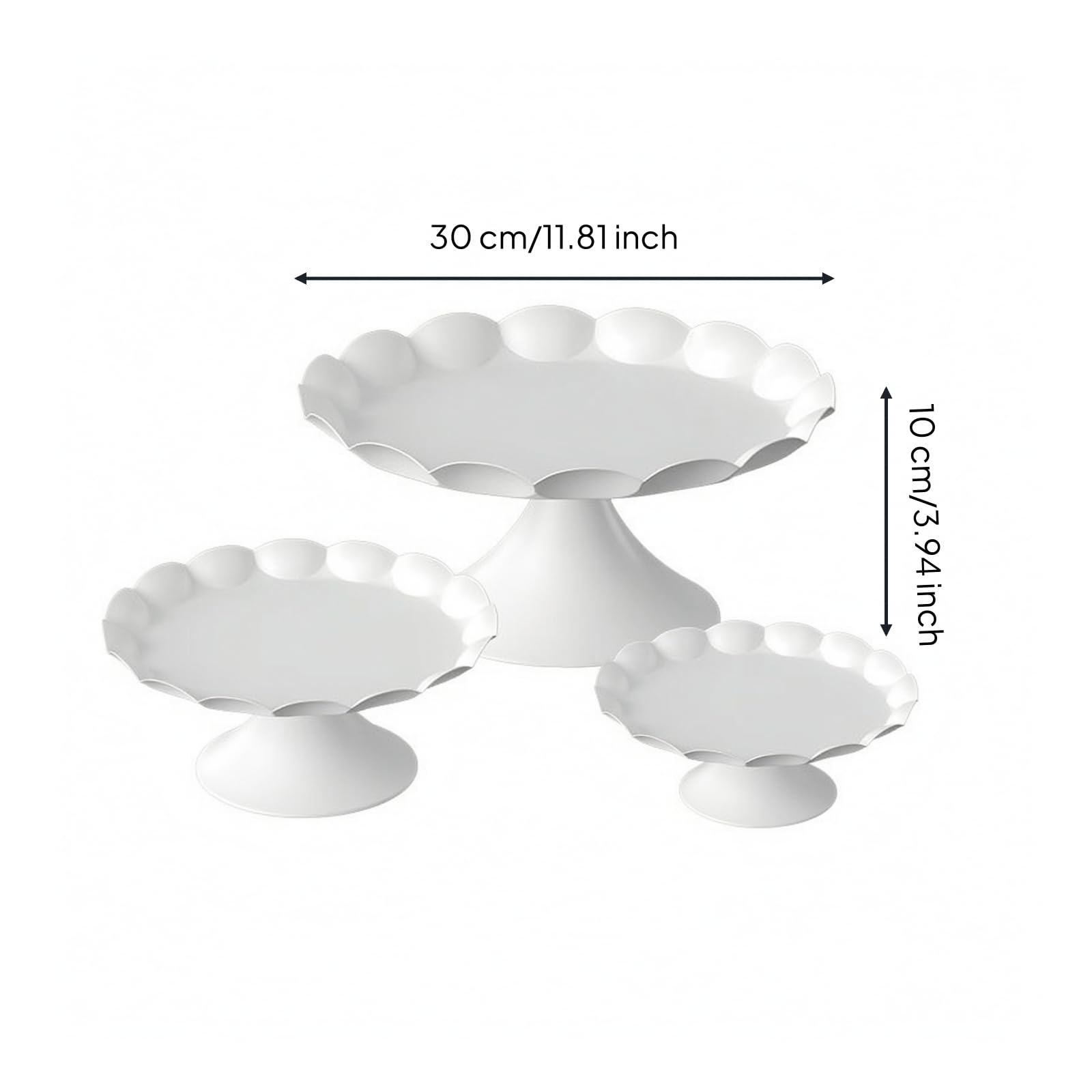 Colcolo Présentoir à Desserts Plateau Gâteau Support Pâtisserie Serviteur Style Moderne en Fer Forgé avec Plateau Peu Profond et Rebords en Pétales pour Mise , Blanc