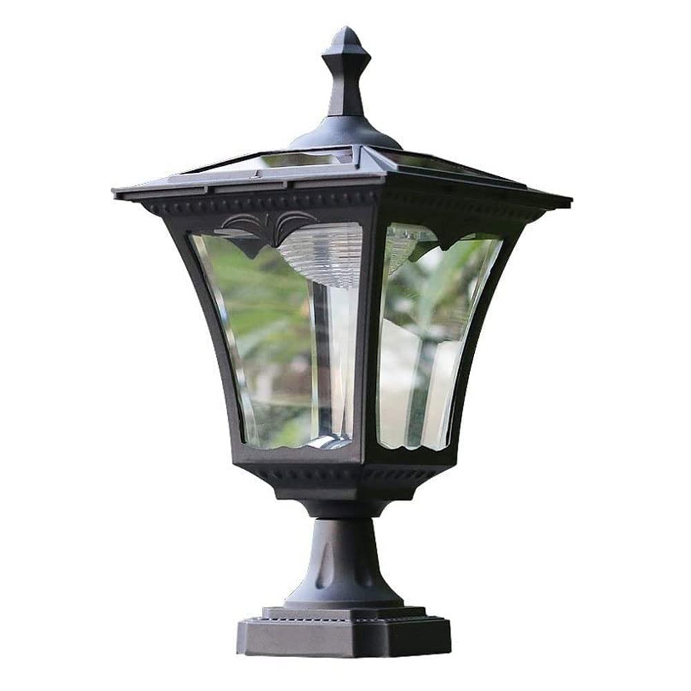 FAZRPIP Outdoor Solar Lamp Post Light Solar Post Lights Outdoor Classic Die Cast Aluminum With Glass, Solar Pillar Light For Gate Column, Driveway,Pathway Lighting